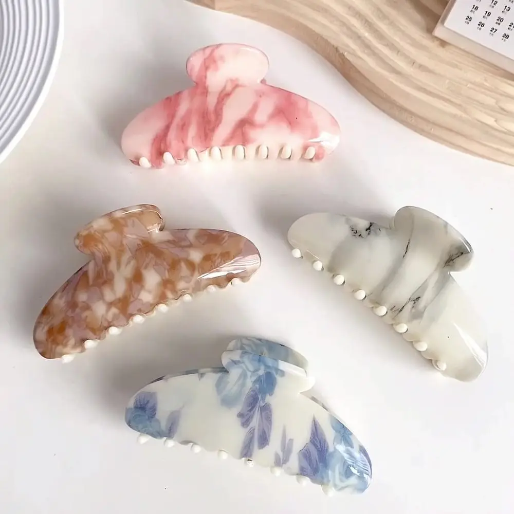 

Solid Color Ink Painting Pattern Hair Claw Hair Clip Shark Clip New Chinese Style Shark Clip Hairpin Geometry Ponytail Barrettes