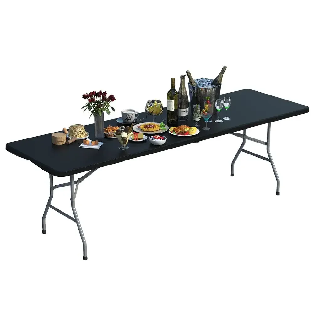 

Стол 8 футов, пластиковый складной стол, портативный прочный обеденный стол с функцией фиксации и ручкой для переноски, для использования на улице и в помещении.