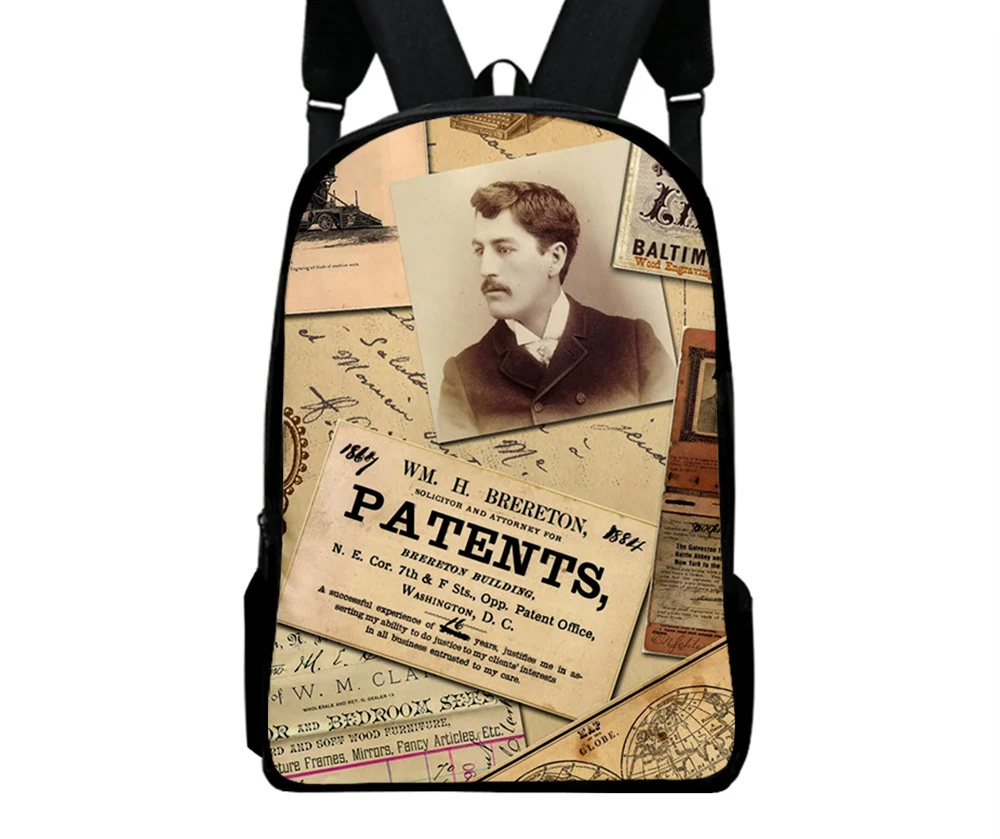 Old Newspaper Vintage Pattern Backpacks for Teenagers Pupil School Bags Oxford Waterproof Boy Girls Bookbag Casual 16“ Backpack