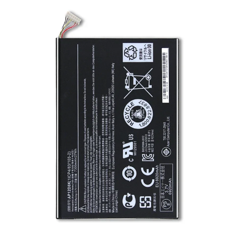 AP12D8K Tablet Battery for ACER Iconia Tab A3 A3-A10 A3-A11 W510 W510P 3.7V 7300mAh