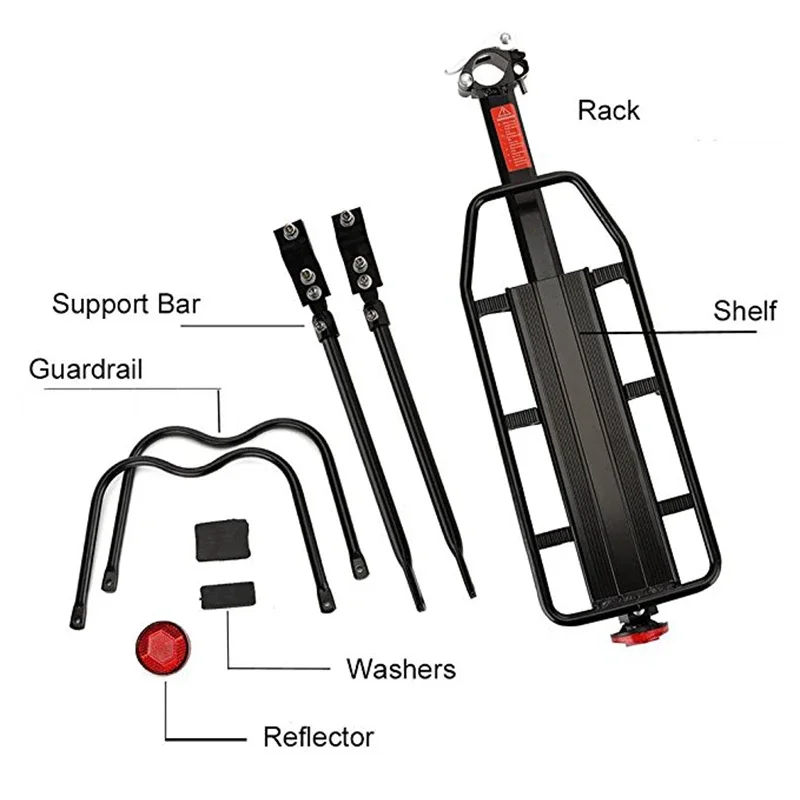 Snel afneembaar fietsrek van aluminiumlegering kan mensen op de achterbank dragen. Fietsachterbagagerek