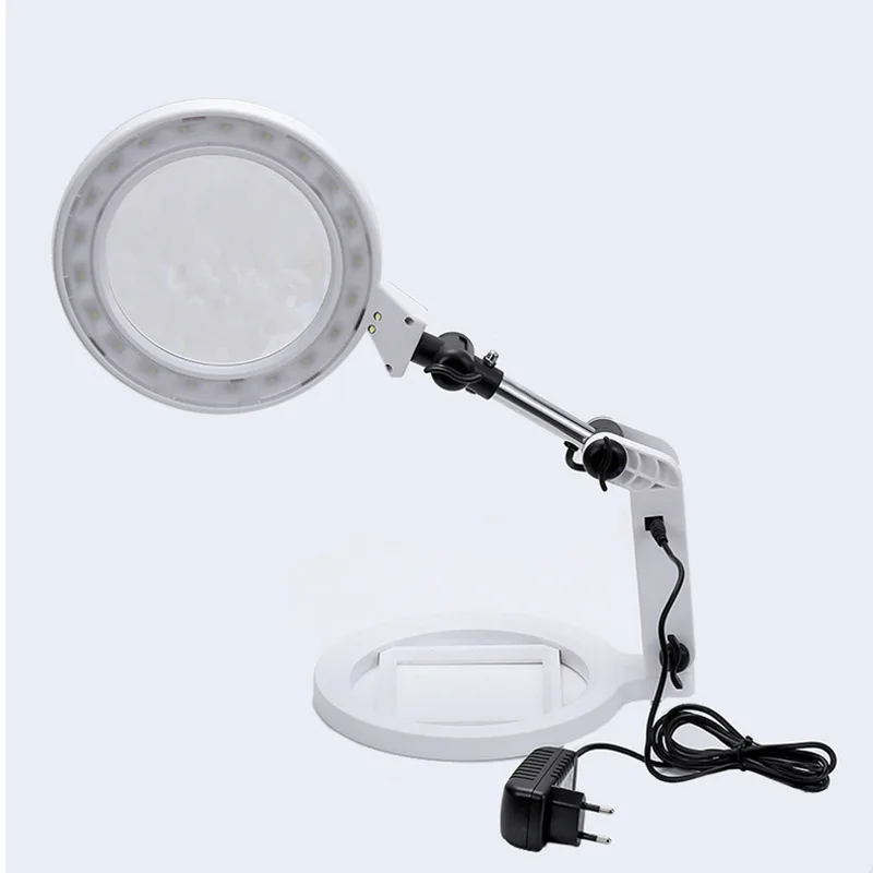 

Newspaper Reading Illuminated Magnifier Table Top Stand Folding Magnifying Glass with LED Lights 2X 5X Loupe Magnifying Lamp