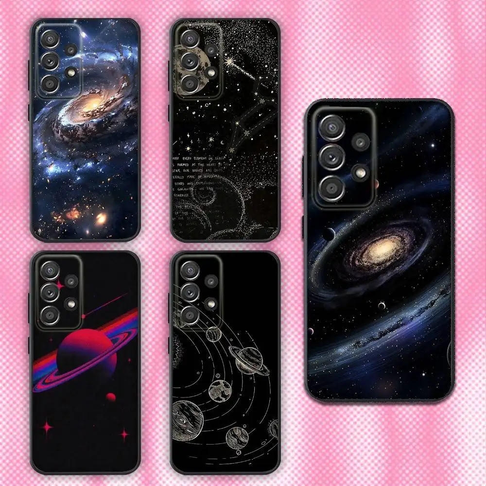 

Sky Space Planet Moon Stars Phone Case For Samsung Galaxy A13,A21s,A22,A31,A32,A52,A53,A71,A80,Soft Black Shell