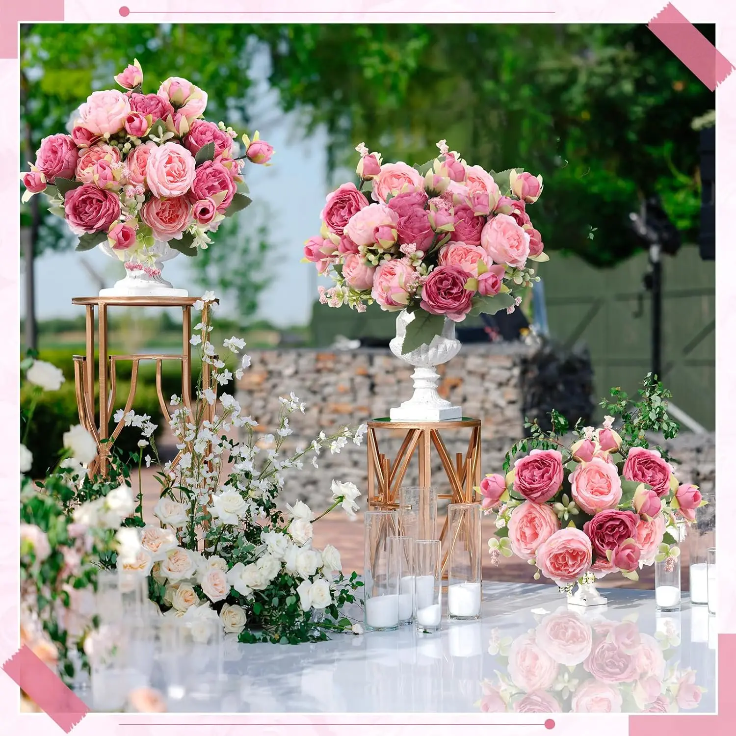 10 Stück Künstliche Rosenblumen Pfingstrosen für Festival, Zuhause, Wohnzimmer, Dekoration, Vase, Hochzeitsbogen, Garten, Tischdekoration – Detail 3