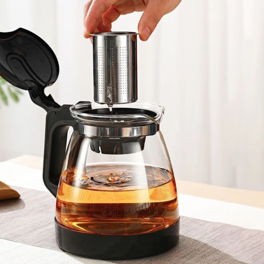 1000/2000 ML Glass Teapot with Filter Removable Tea-Water Separator Pot Large Capacity Heat Resistant Strainer Tea Kettle Office