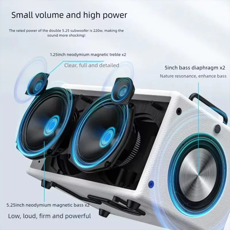 KAE M5 All-in-One Small Portable Wireless Karaoke Active Speaker with 2 Mic Machine Wireless Speaker for Home Party KTV Singing