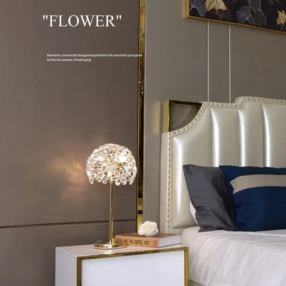New Modern Crystal Table Light Bedroom Bedside Lamp Living Room Study Room Dandelion Crystal Led Desk Night Lighting