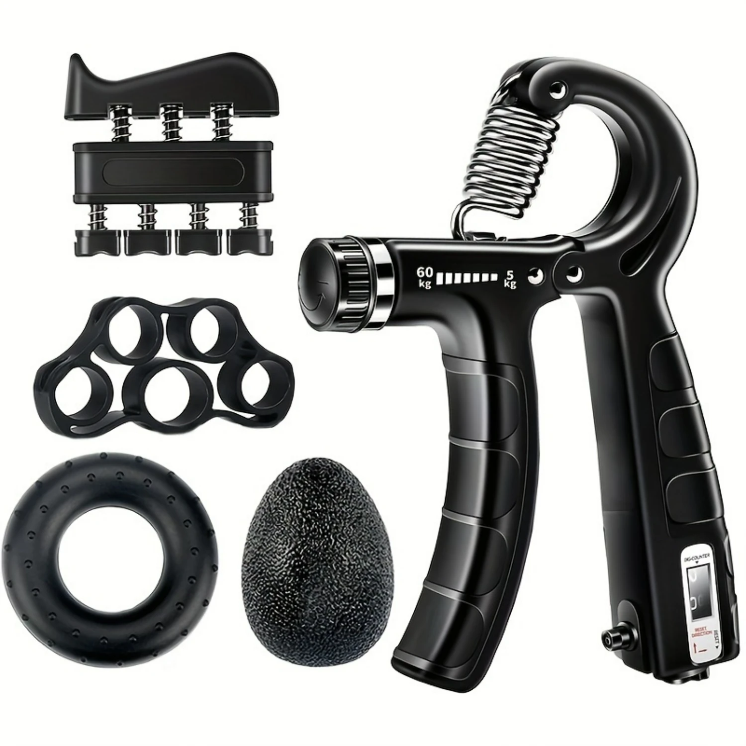 

Enhance Your Hand Strength with this High-Quality 5pcs Grip Strengtheners Set - Includes R-shaped Hand Trainer, Fingers Stretchi