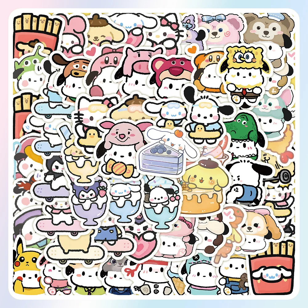 New100cartoon Q Version of Sanrio Stickers Instagram Korean High Appearance Level Mobile Phone Case Notebook Decorative Stickers