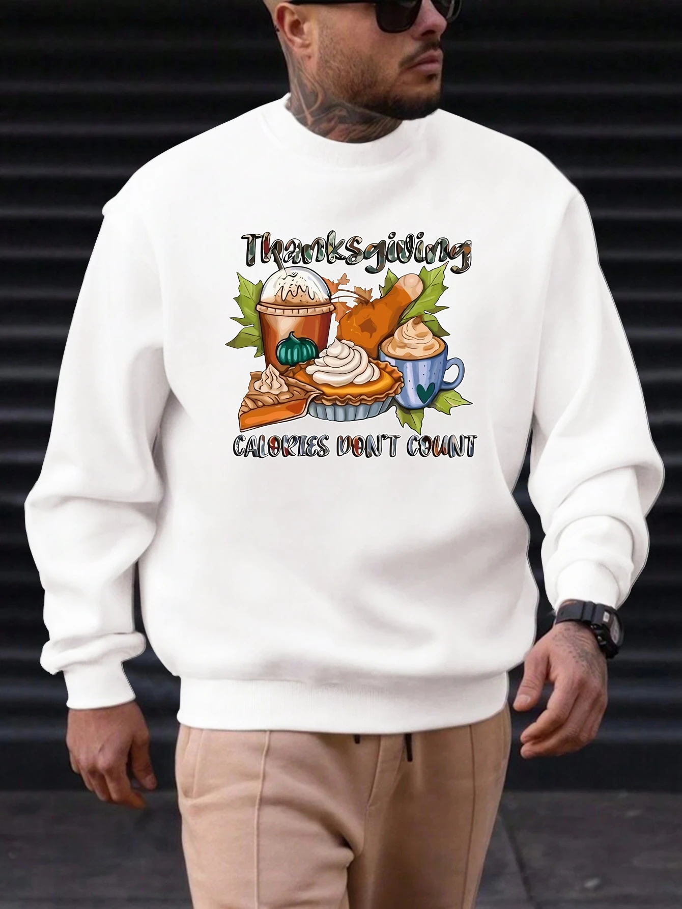 

2025 New Sweatshirt For Men's THANKSGIVING Pattern Printing Cotton Round Neck Fashion Casual High Quality Daily Top Clothing