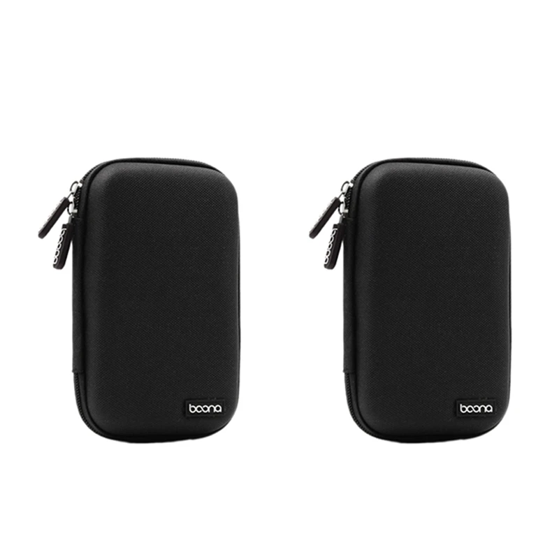 2X BOONA Portable Waterproof Storage Bag For 2.5-Inch Mobile Hard Drive Power Supply USB Drive Data Dable Headset Black