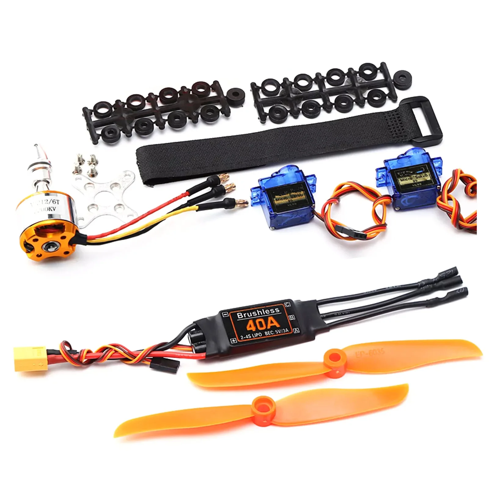 A2212 2200KV Brushless Motor 40A ESC 6035 / 8060 Propeller SG90 9G Micro Servo For RC Fixed Wing Plane Brushless Motor Kit