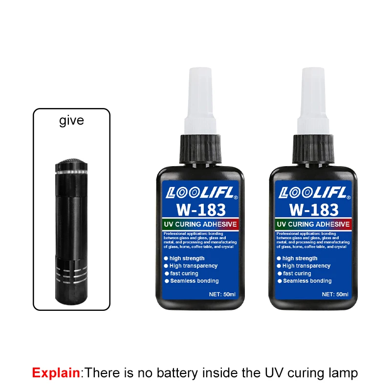 Zeer transparante UV-lijm, waterdicht, UV-verbeterde uitharding, gebruikt voor handwerkproductie, doe-het-zelf-modellen. (met ultraviolette lamp)
