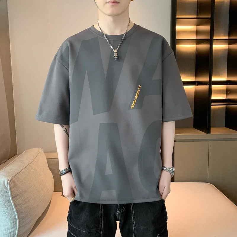 メンズ夏の Tシャツビッグサイズ 45-130 キロルーズフィットシャツ若者のファッション通気性トップス 8XL カジュアル半袖トップス男性服