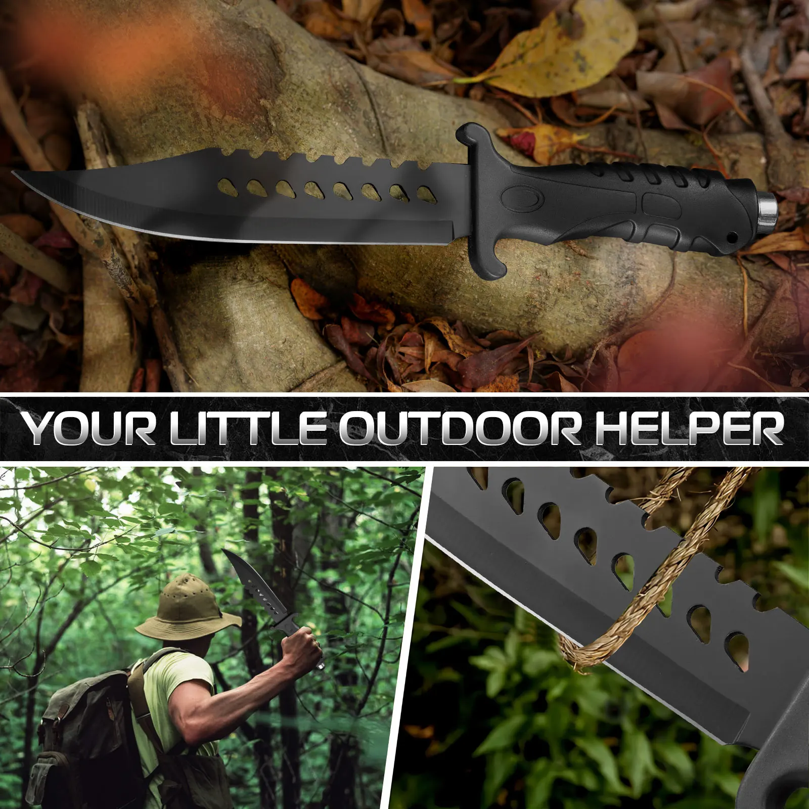 Outdoor straight knife, high hardness camping knife, portable adventure knife, fruit knife, self-defense knife, hunting knife