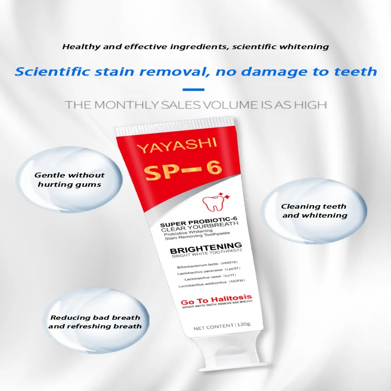 120g Probiotic Toothpaste SP-6 Whitening Tooth Remove Plaque Stains Teeth Whitener Oral Hygiene Clean Fresh Breath Denta New