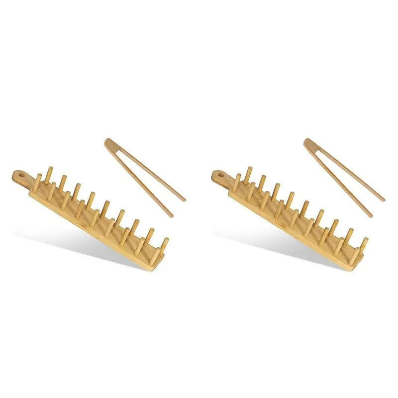 A36T-2X Bamboo Taco Tray With Holds 8, Taco Shell Holder Allows For Multi-Use Food Tray Charcuterie Tray