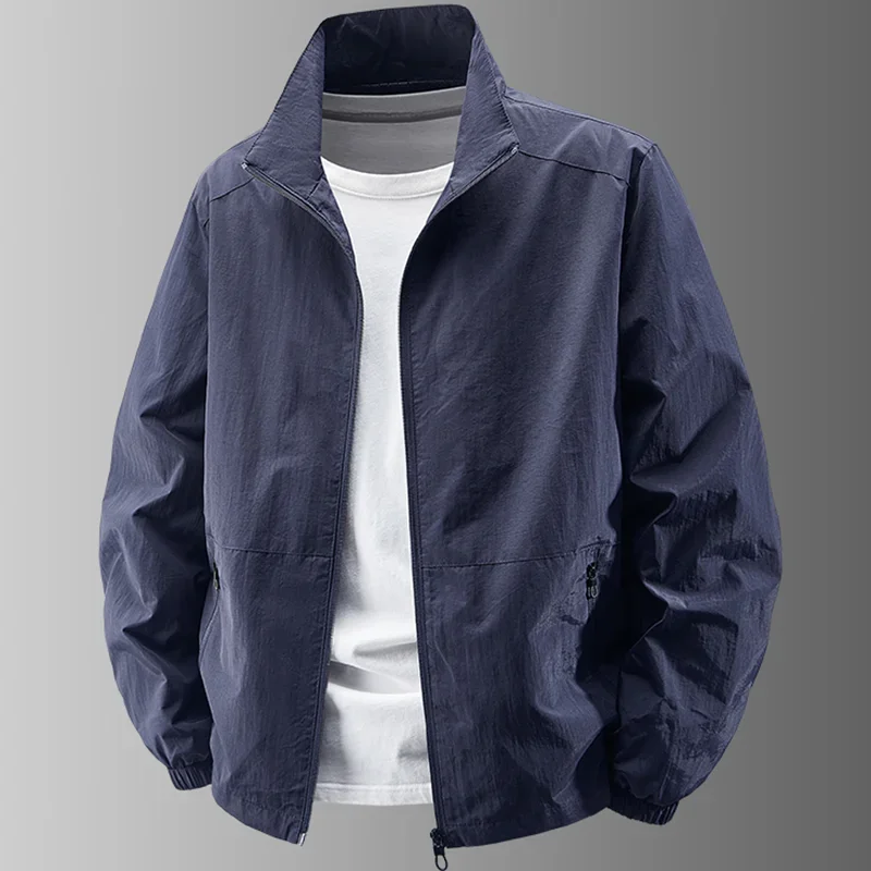 Herren Stehkragen-Jacke Frühling Atmungsaktiv Leicht Knitterfrei Windbreaker Outdoor Sport Freizeit Schnelltrocknende Arbeitsjacken – Detail 12