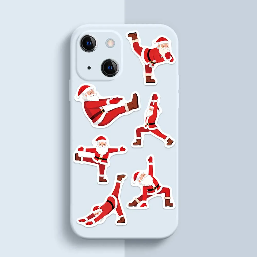 50 قطعة من ملصقات عيد الميلاد المضحكة الكرتونية لليوجا سانتا كلوز لخزانة الثلاجة والكمبيوتر المحمول والهاتف ملصق تزيين هدية عيد الميلاد #4