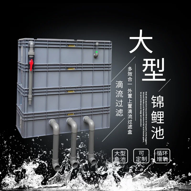 Turnover box Filter box Fish pond Water circulation system Drip box Homemade large fish pond filter