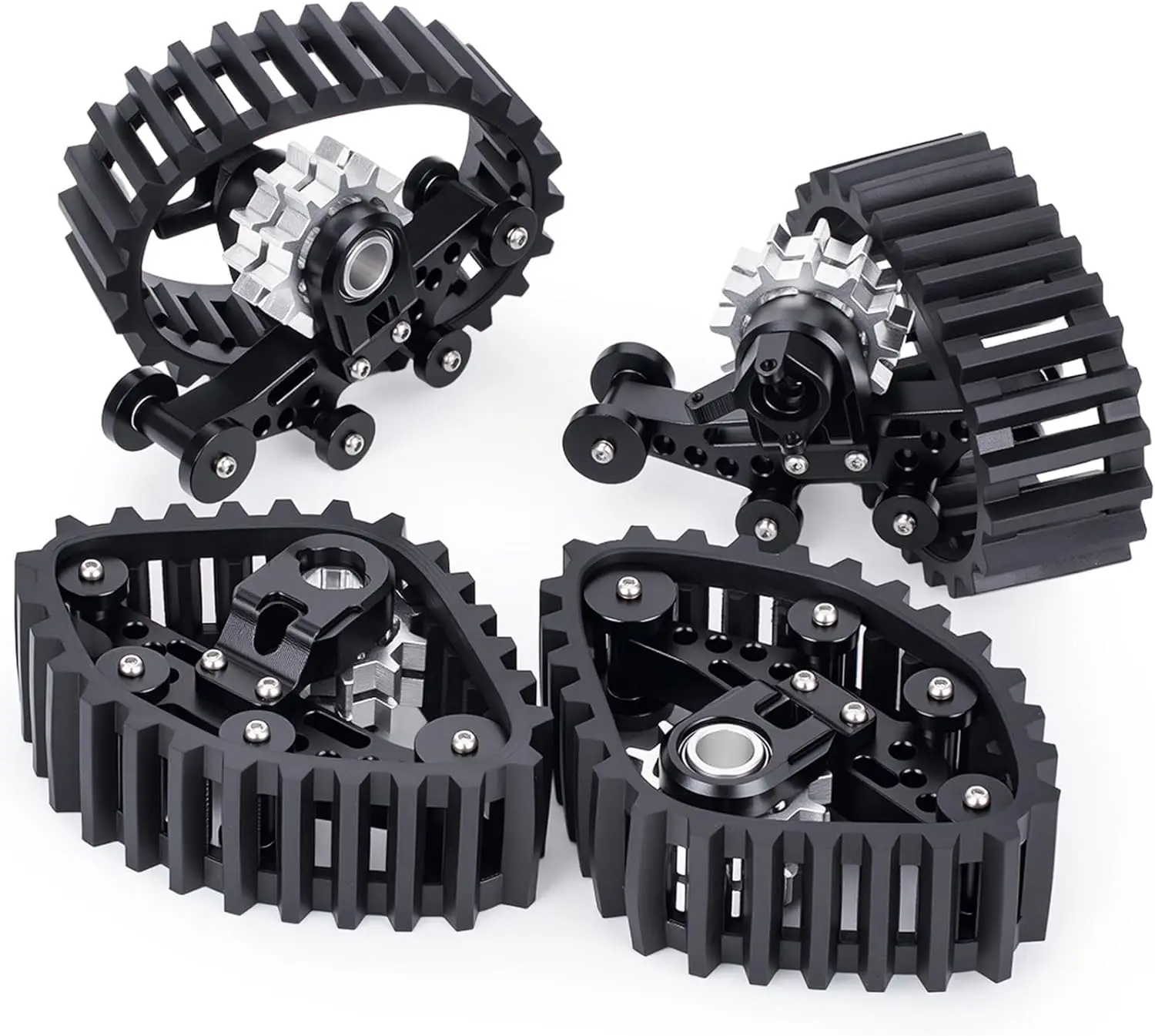 4PCS SCX24 Snow Tracks Wheels with Tracked Wheels Track Conversion kit Compatible with RC 1/24 Axial SCX24 Upgrade for Use in Sn