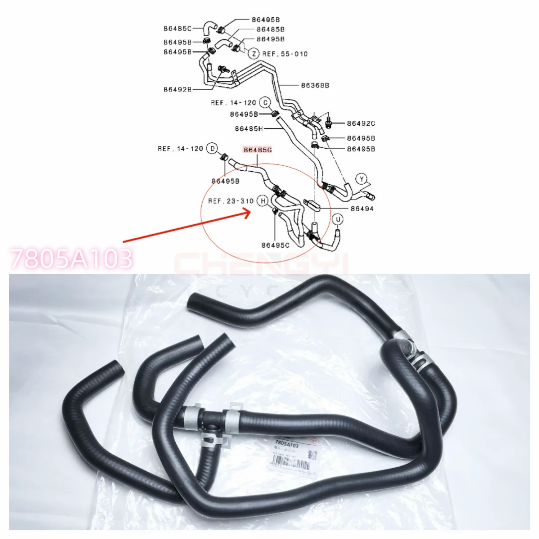  After Heater Water Pipe Heat Vent Rubber Pipe Heater Hose Fit For Pajero Montero Shogun V93W V97W 7805A103 1 Set