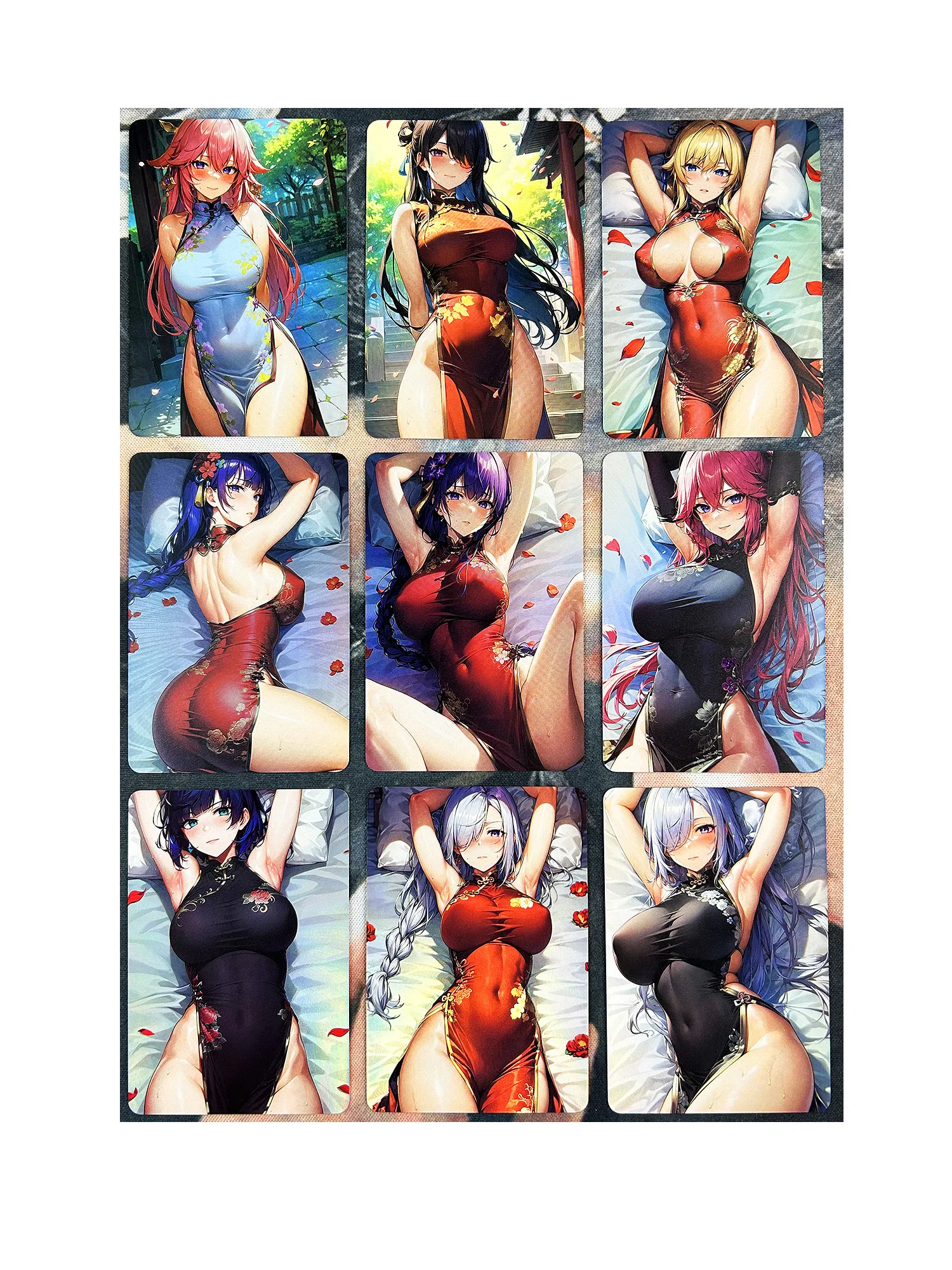 

9pcs/set ACG Genshin Cheongsam Beelzebul Refraction Sexy Girls Boutique Suit Hobby Collectibles Game Anime Collection Cards