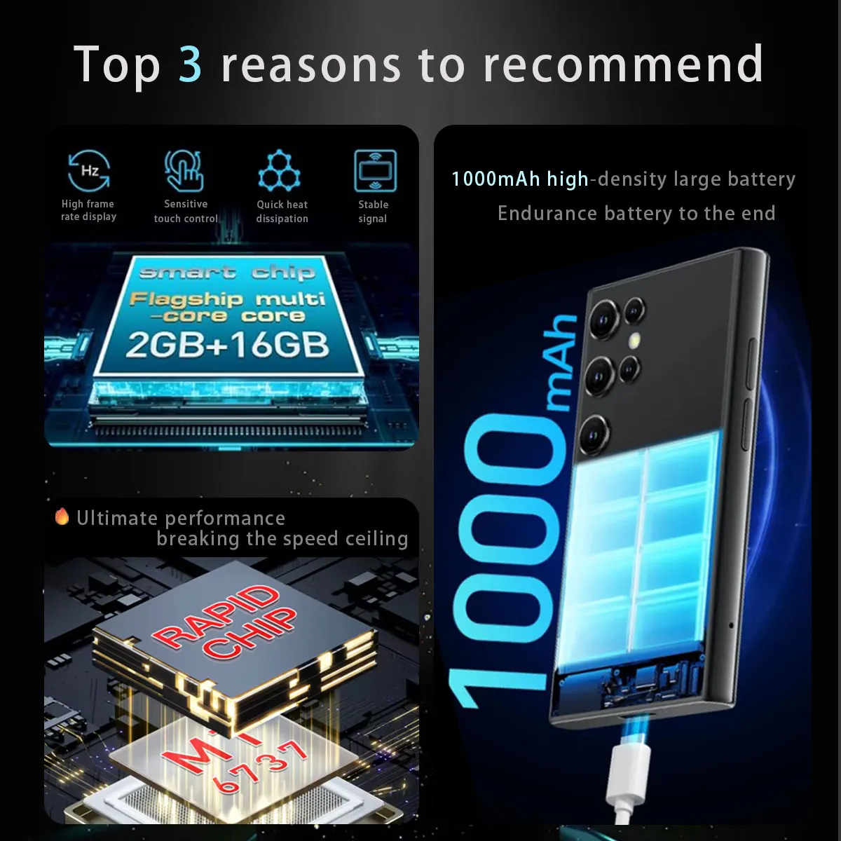 New 2025 ONEMYTH S23 Pro Mini Smartphone 3.0-inch Display 16GB HD Dual Camera Dual SIM Quad Core Small Phone