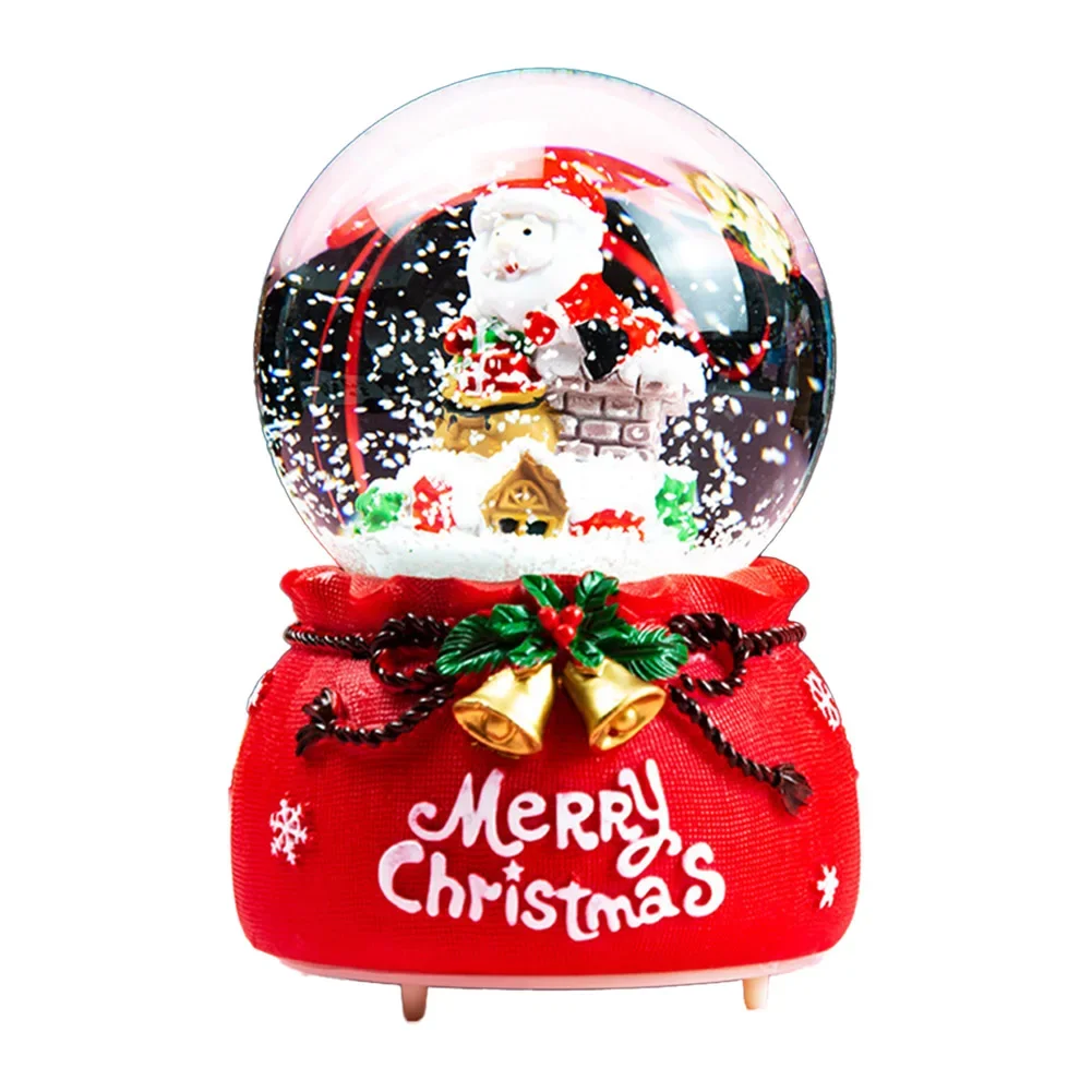 1pc Enchanting Christmas Glowing Snow Globe Ornament Xmas Scene Decoration Decor Santa Claus Glowing Ball Christmas