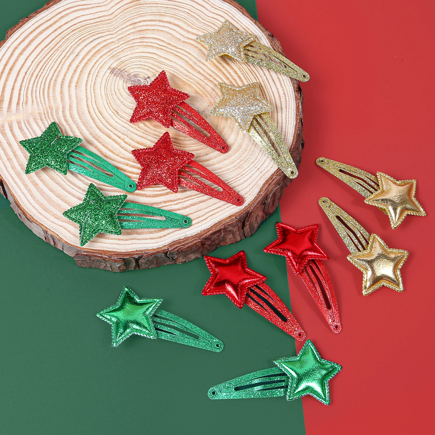 

15/24 шт., блестящая звезда из искусственной кожи с блестками, BB-зажим для девочек, модные милые аксессуары для волос в стиле рождественской вечеринки, деко для детей и женщин