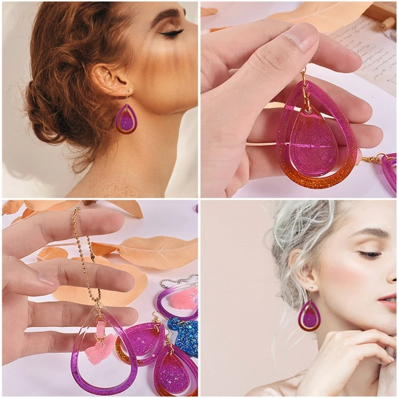 Resin Jewelry Mold Shells Water Drop Silicone Earring Mold for Epoxy Casting Keychain Molds with Hole for Women Dropship