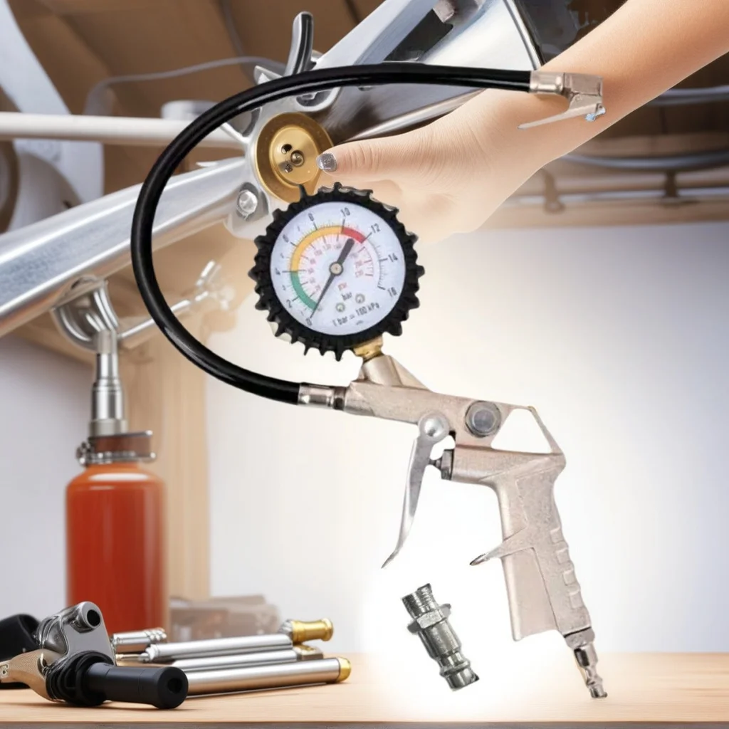​ ​ Manómetro de neumáticos para automóviles, motocicletas y SUV - Herramienta de inflado tipo pistola para compresor de aire ​ ​