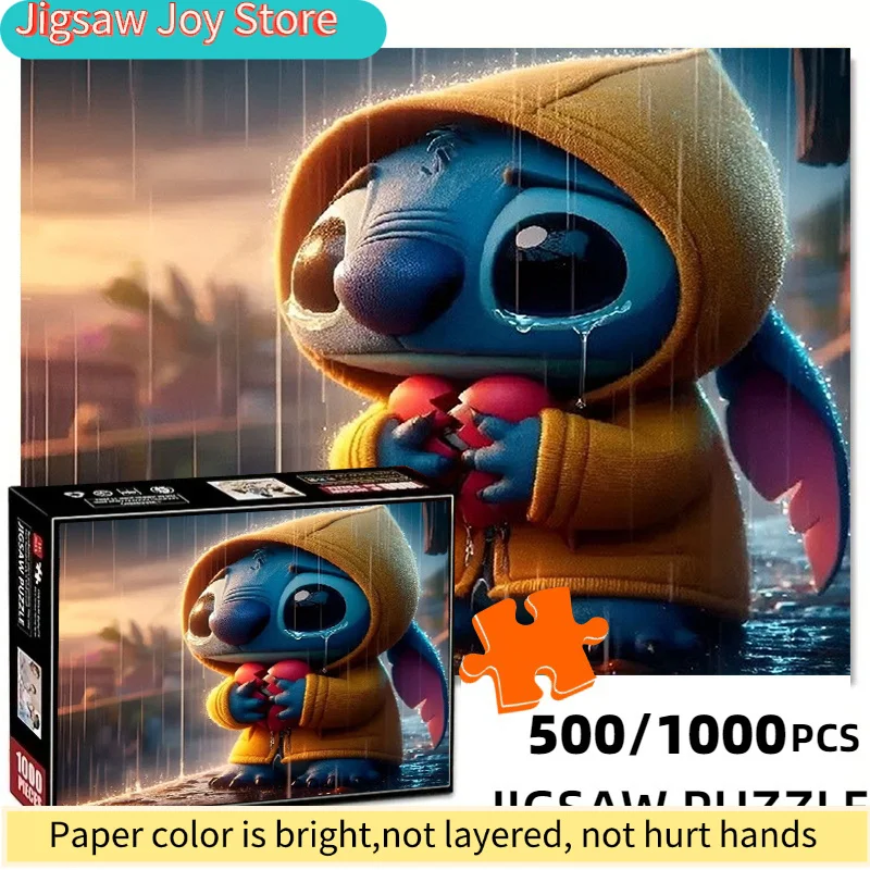 

Пазл-головоломка «Стич: Дождливый день, грусть, разбитое сердце» — яркий мультяшный дизайн, высококачественная печать, портативная прямоугольная карточка