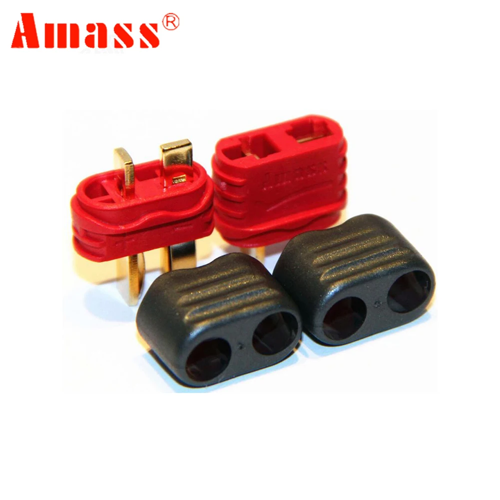 2/5/10pair/lot Amass T Plug Connector 40A High Current Connector With Protective Casing For Multi-axis Fixed-wing Model Aircraft