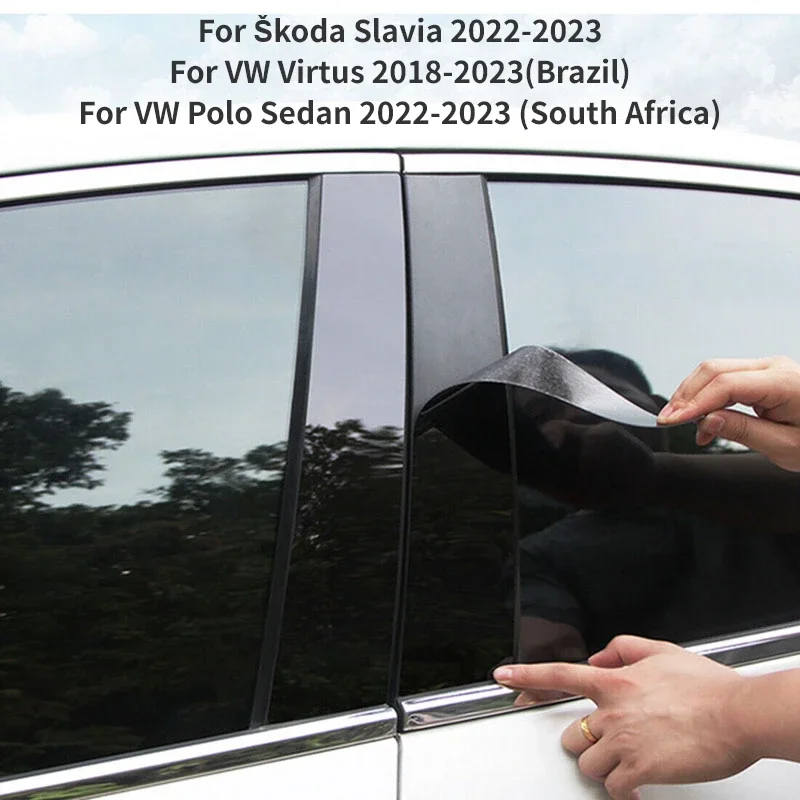 Car Door Window Column BC Pillar Post Trim Stickers for Volkswagen Virtus 2018-2023 fit Škoda Slavia 2022-2023 Accessories