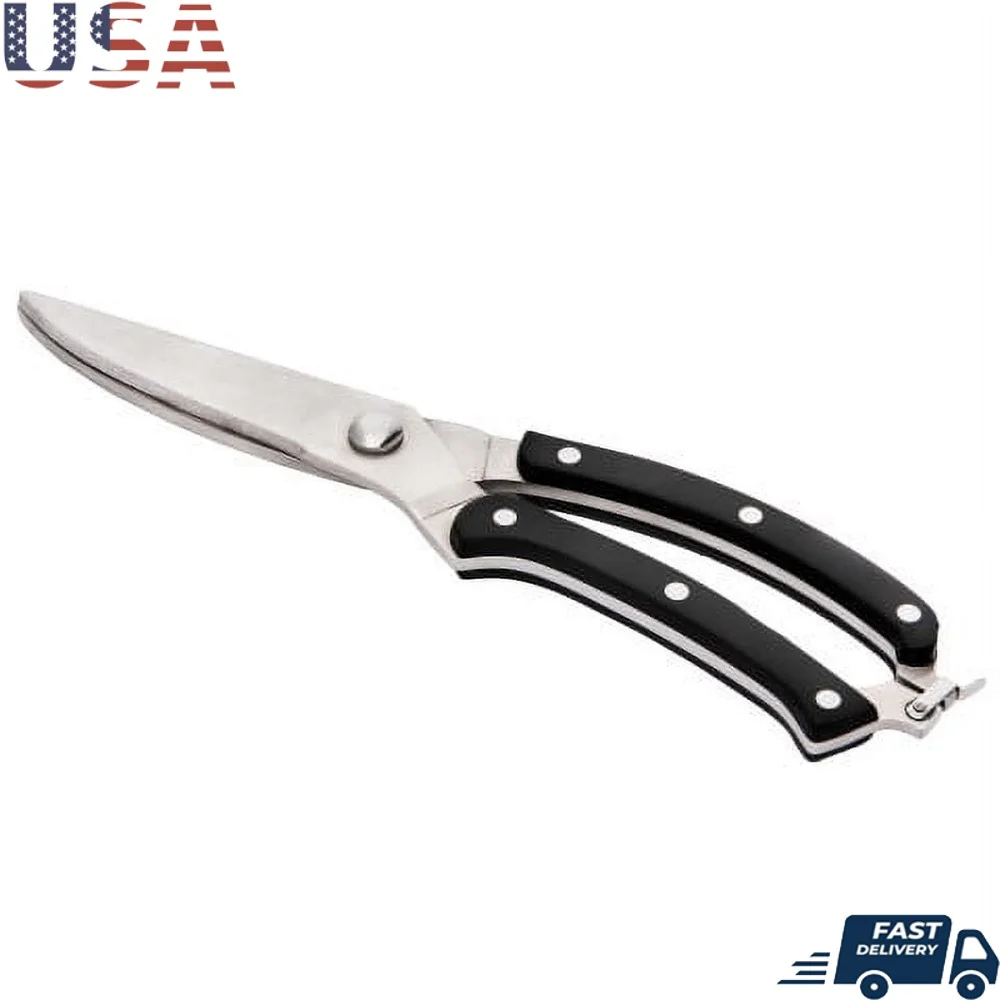 مقصات اللحوم شديدة التحمل مقص المطبخ من الفولاذ المقاوم للصدأ مقابض زنبركية مقصات قطع العظام آلية قفل متينة