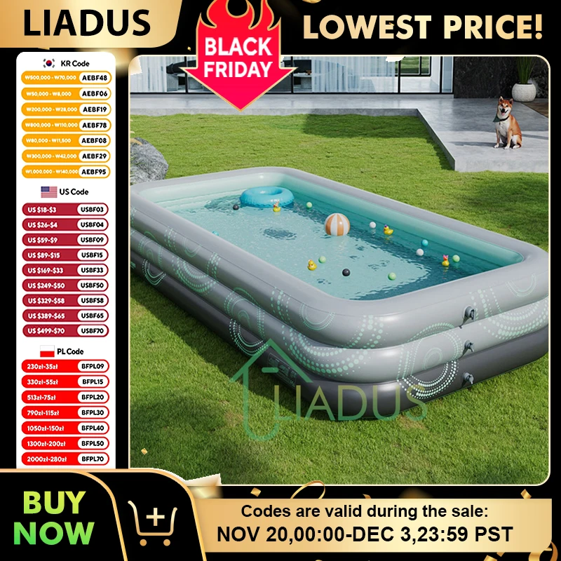 

Antimicrobial Heavy-Duty Inflatable Pool Thicken Quick Inflation Durable Outdoor Giant Swim Play Pool Water Party Kids Adults
