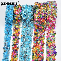 Mixed Colors Rhinestone Trim Hot Fix Crystal Stone Applique Tape Iron on Strass Ribbon for Clothes Shoes Wedding Dress Bags