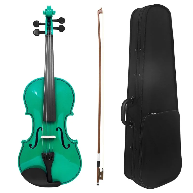 Green 4/4 Violin Set Adult Violin Popularize Solid Wood Violin Beginner Practice Adults Practice Playing The Instrument