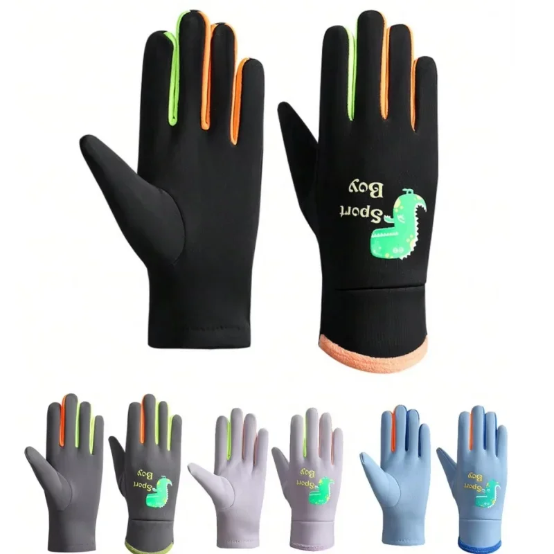 

Cartoon Gloves for Kids Winter Outdoor Sports Road Riding Fluorescence Gloves Windproof Thick Skiing Gloves for Winter