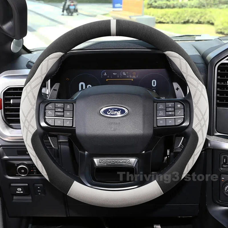 

Suede Warm Car Steering Wheel Cover For Ford F-250 F 250 F 150 2025 2012-2024 Winter Heating Covers For Covers Auto Accessories