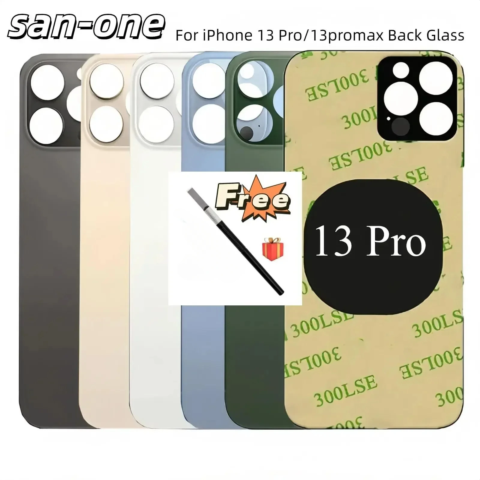 For iPhonex 13 Pro/13proma Back Glass Battery Cover Rear Door Big Hole Back Glass Panel Housing Case With Back Tape+tools