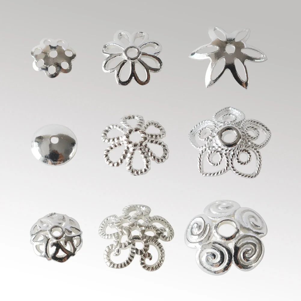 925 Sterling Silver Bead Caps, Silver Flower Spacer Bead End Caps do tworzenia biżuterii luzem, akcesoria do biżuterii DIY.