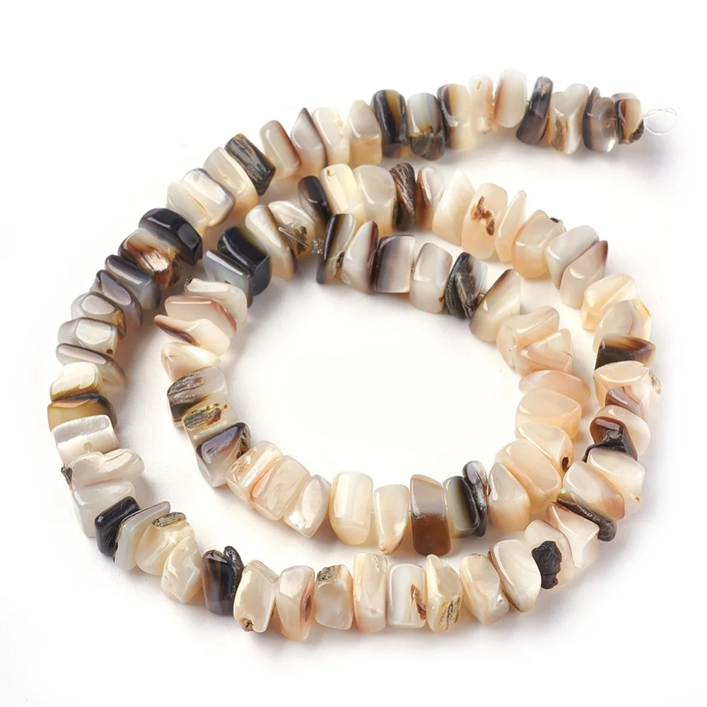 Freshwater Shell Beads Strands Square Chip Seashell color 8~11x6~8x2~5mm Hole: 0.6mm 15.7~15.9 inch(40~40.5cm) for Handmade Gift