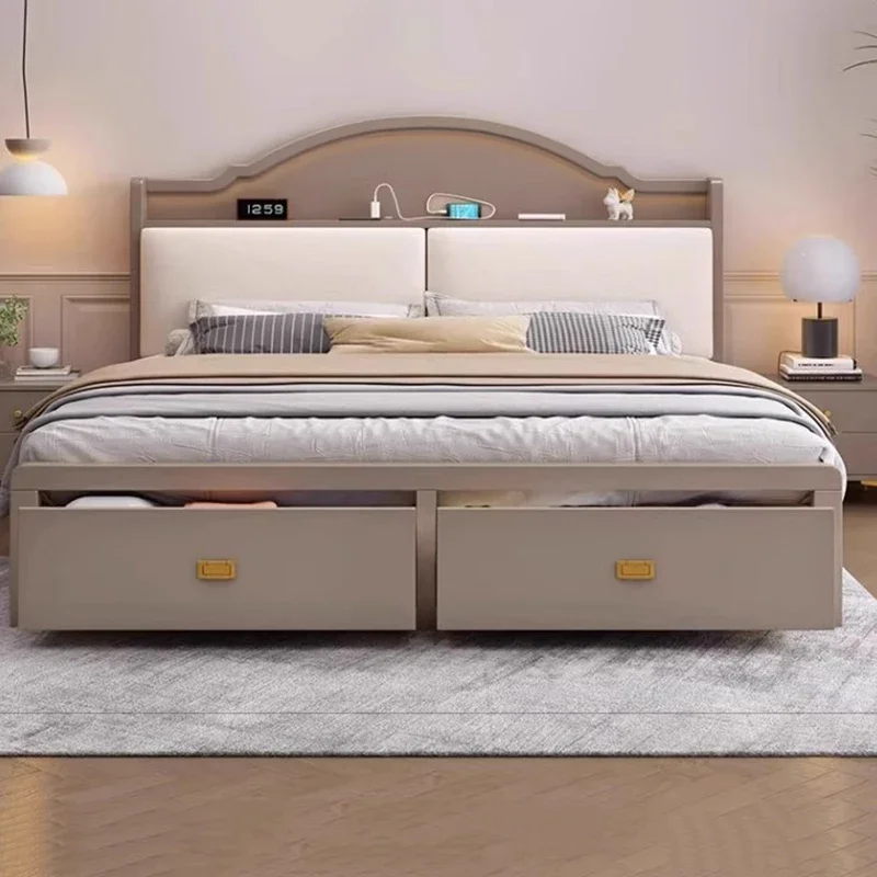 

Storage Drawer Luxury Bed Modern Simple Light Small Wodden Queen Bed Frame Designer Large Cama Matrimonial Home Furniture