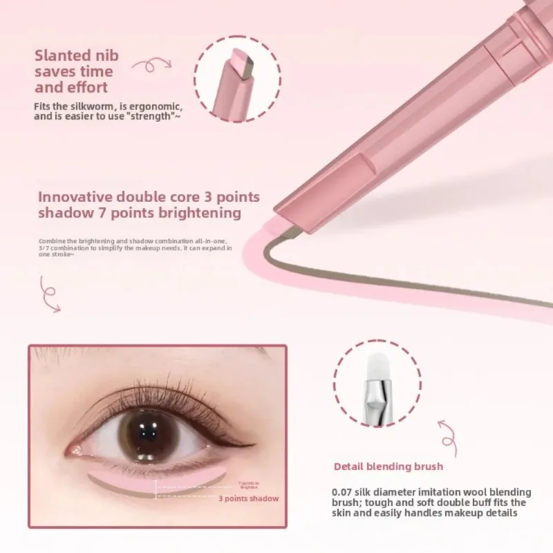 Brightening Aegyo Sal Pencil Waterproof Natural Dual-Color Lying Silkworm Under-Eye Highlighter Shadow Pen Contour Eye Makeup