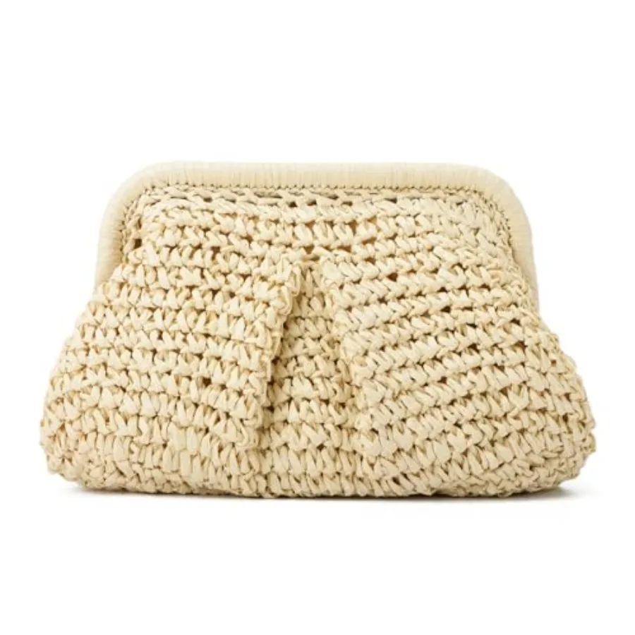 Straw Clutch Purses for Women Woven Dumpling Bag Summer Beach Clutch Wicker Crossbody Purses