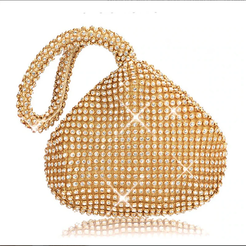 Women's Silver Rhinestone Evening Bag - Elegant Crystal Clutch with Wrist Strap for Weddings, Parties, and Formal Events 