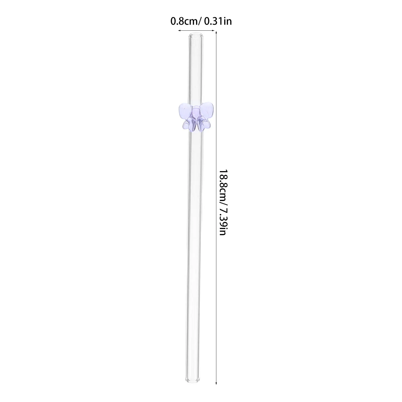 2Pcs Bowknot Glass Straws Reusable Cute Bow Party Straws for Cocktail Juice Smoothies Tea Daily Use Straw Bow Topper