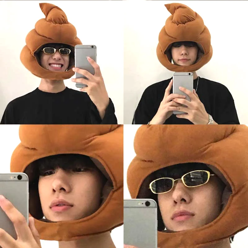 Cute and Funny Brown Poop Hat with Poop Head Cover Carnival Stage Performance Decoration Props